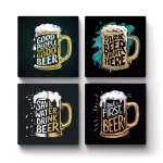 Beer Sayings Set | Square Tile Coasters
