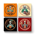 Halloween Spooky Characters v1 | Ceramic Coaster Set