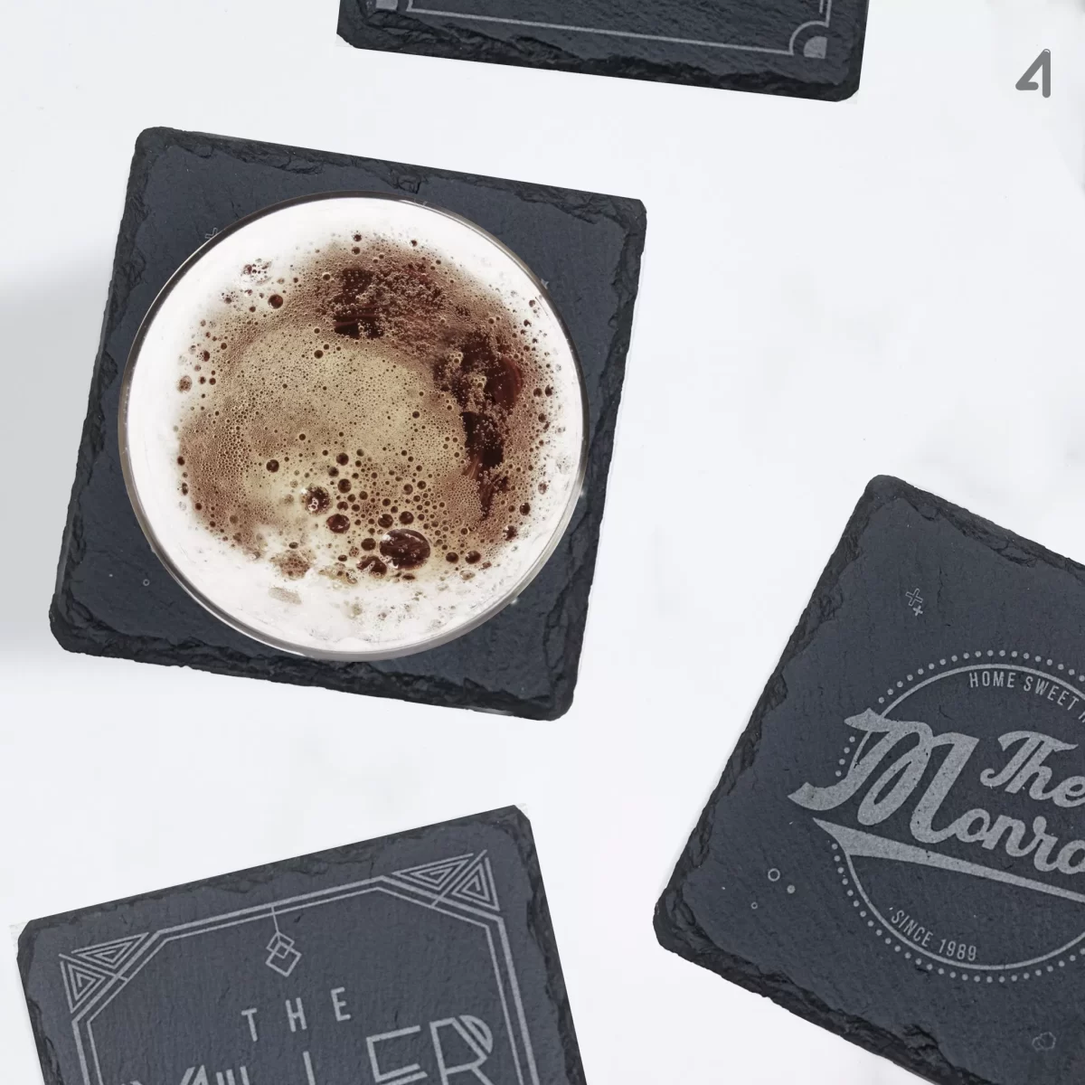 Unique Family Name Engraving | Slate Coaster Set - Image 3