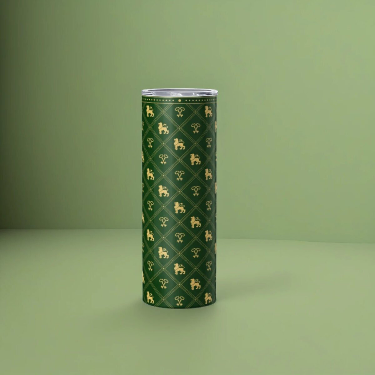 Dark Gold Patterns - Green | 20oz Skinny Tumbler - Image 4