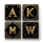 Art Deco Letters | Square Tile Coasters