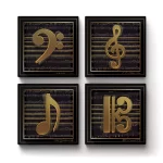 Black and Gold Music Notes | Square Tile Coasters