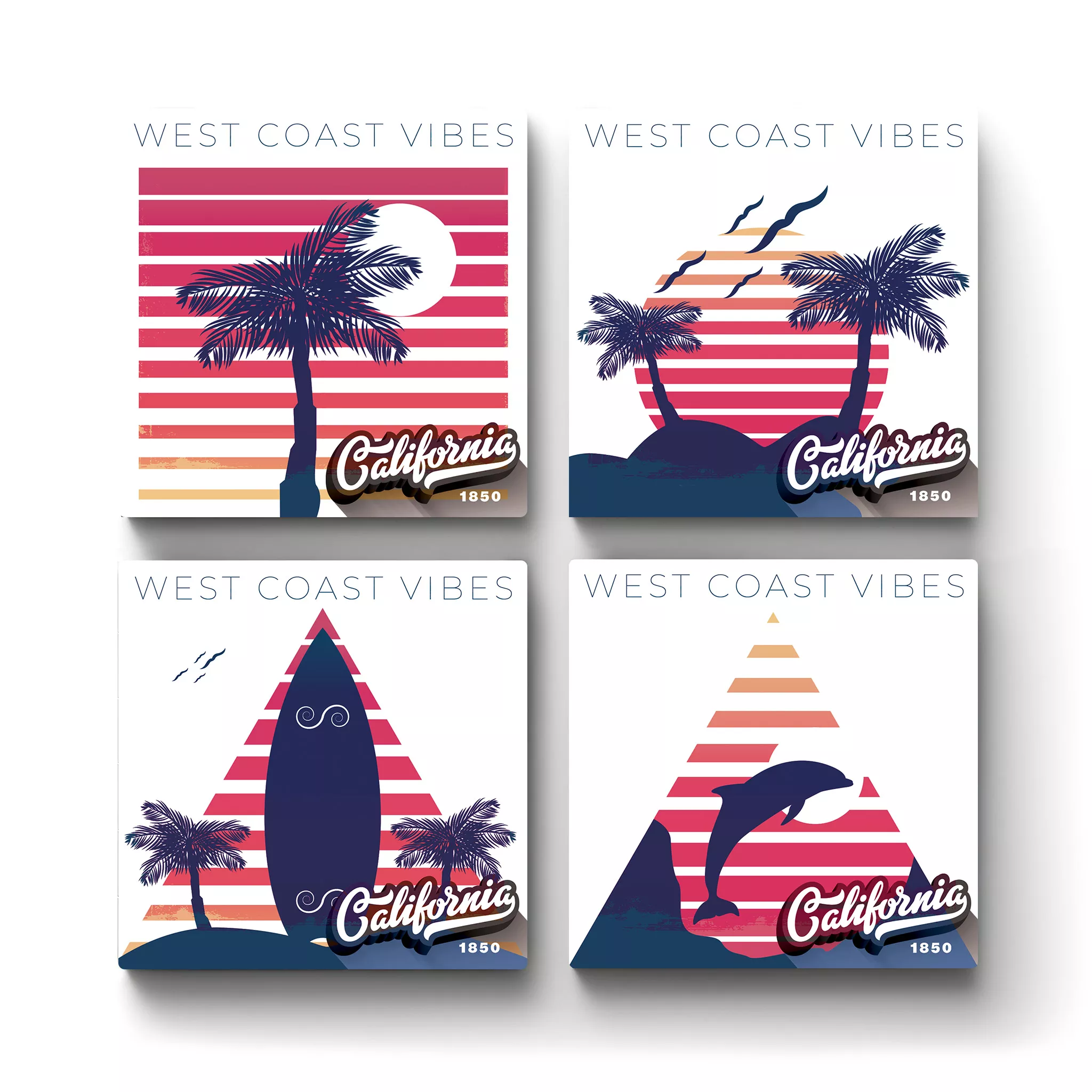 California-1850-West-Coast-Vibes-Main-Square-Ceramic-Tile-Coasters-No4mat California - West Coast Vibes v.1 | Square Tile Coasters - Image 1
