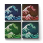 Embossed Crashing Waves | Square Tile Coasters