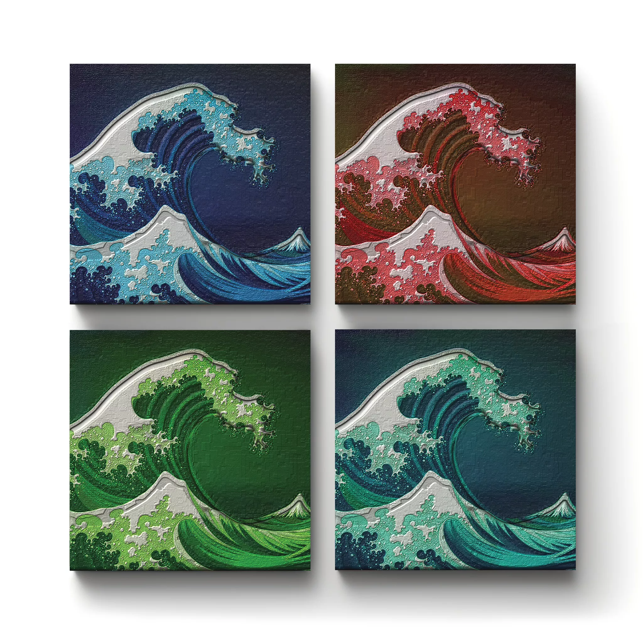 Embossed Crashing Wave-Blue - A-Square-Ceramic-Tile-Coasters-No4mat Embossed Crashing Waves | Square Tile Coasters - Image 1