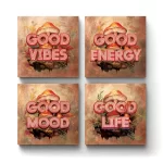 Feel Good Vibes | Square Tile Coasters