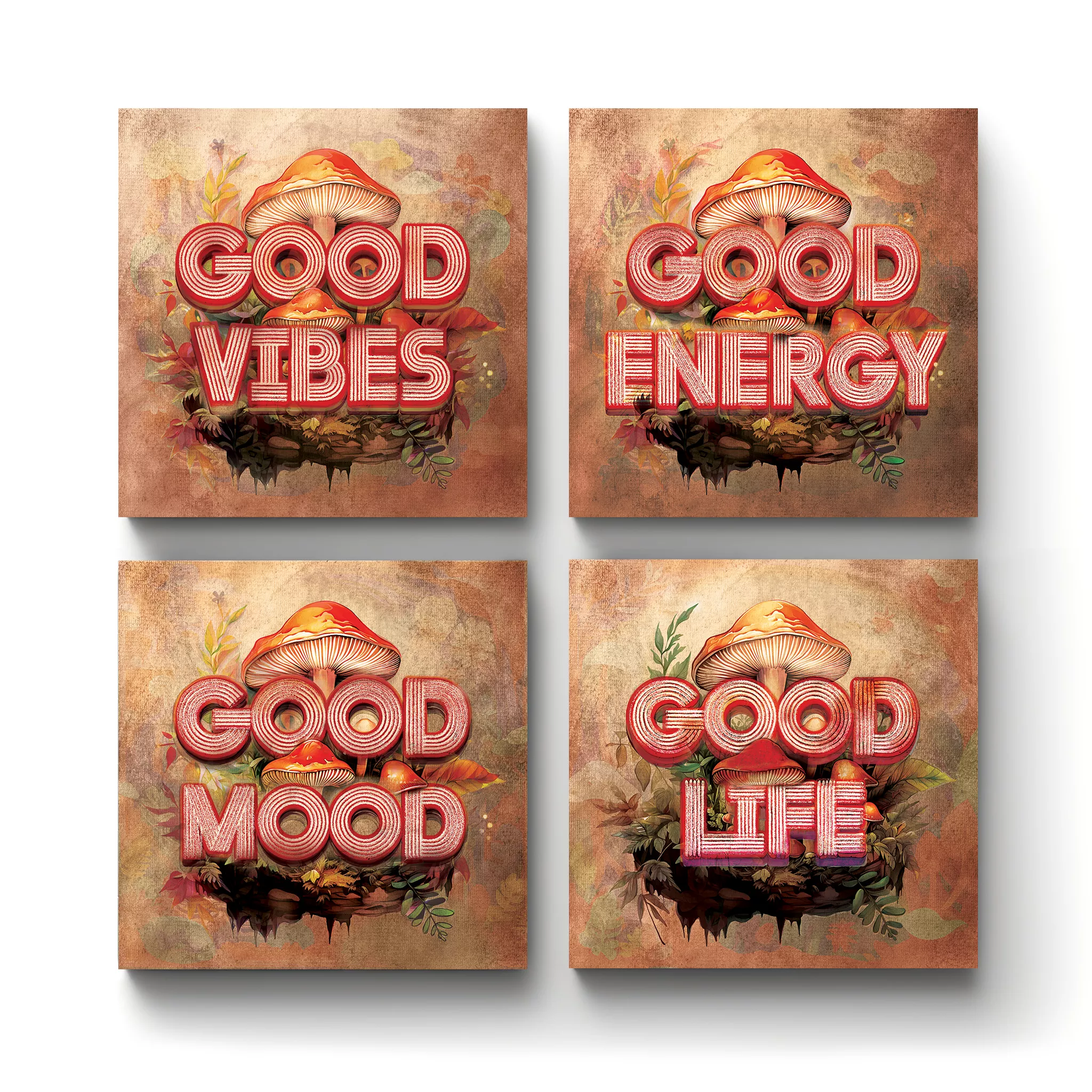Feel Good Vibes - A-Square-Ceramic-Tile-Coasters-No4mat Feel Good Vibes | Square Tile Coasters - Image 1