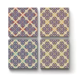 Floral Pattern Duo Colors | Square Tile Coasters