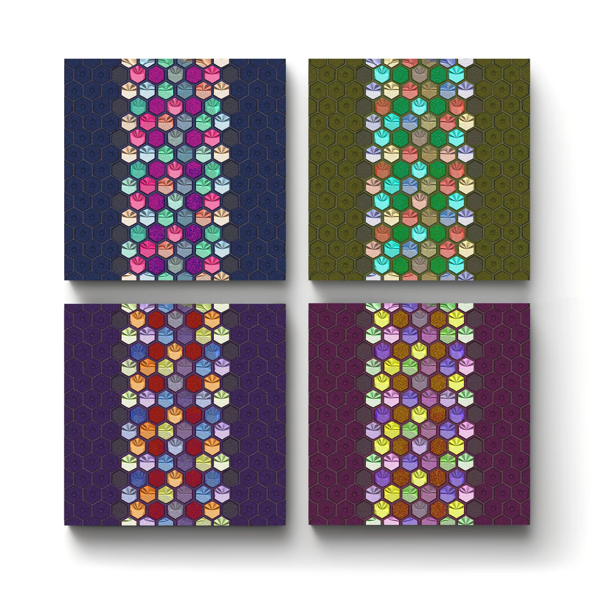 Hexagonal Pattern - A-Square-Ceramic-Tile-Coasters-No4mat Hexagonal Pattern | Square Tile Coasters - Image 1