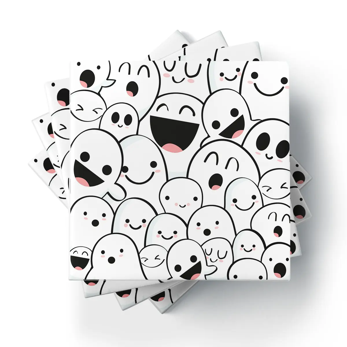 Little-Ghosts-Main-Square-Ceramic-Tile-Coasters-No4mat Little Ghosts | Square Tile Coasters - Image 1