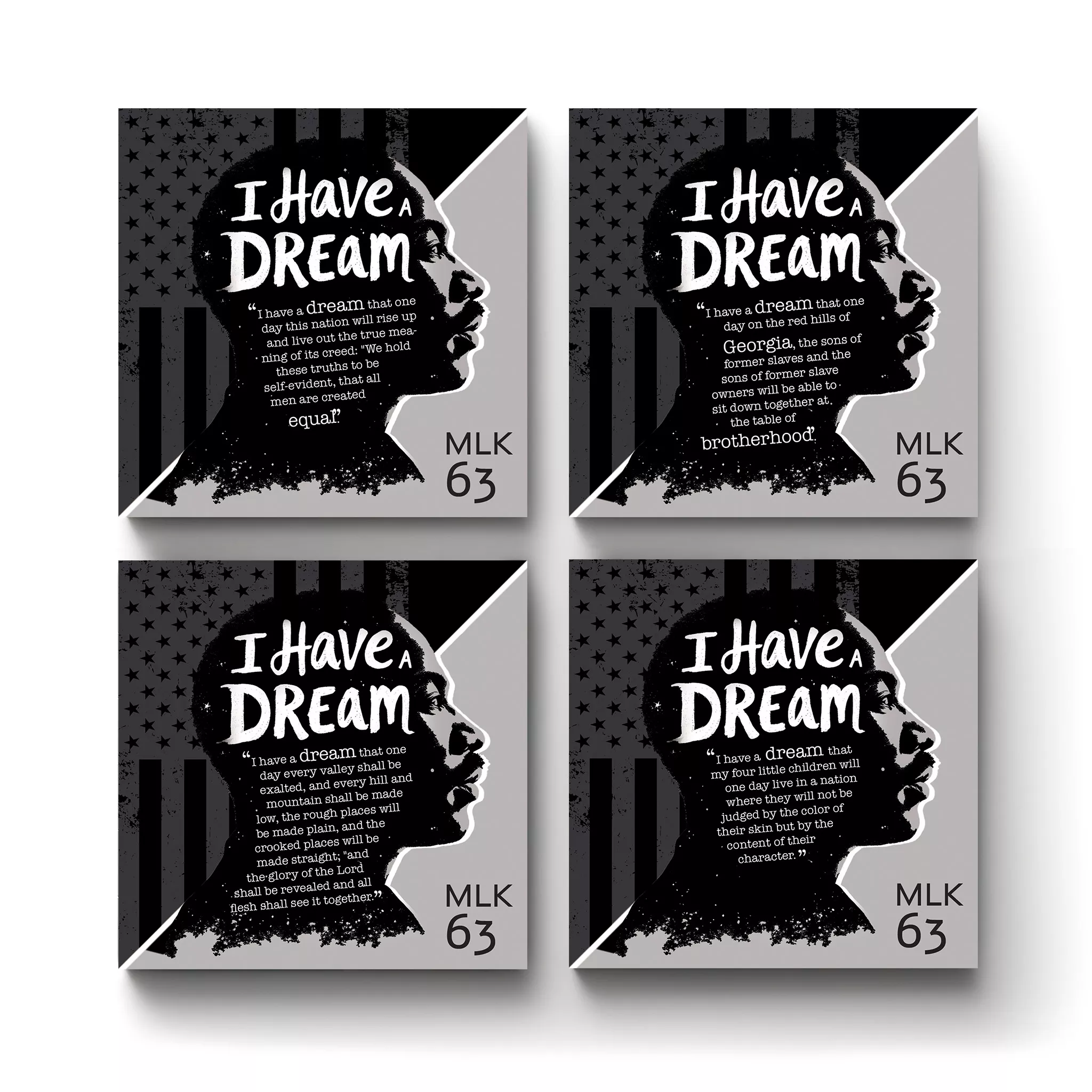 MLK-I Have A Dream - A-Square-Ceramic-Tile-Coasters-No4mat MLK - I Have A Dream | Square Tile Coasters - Image 1