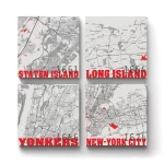 New York Map v.2 | Square Tile Coasters