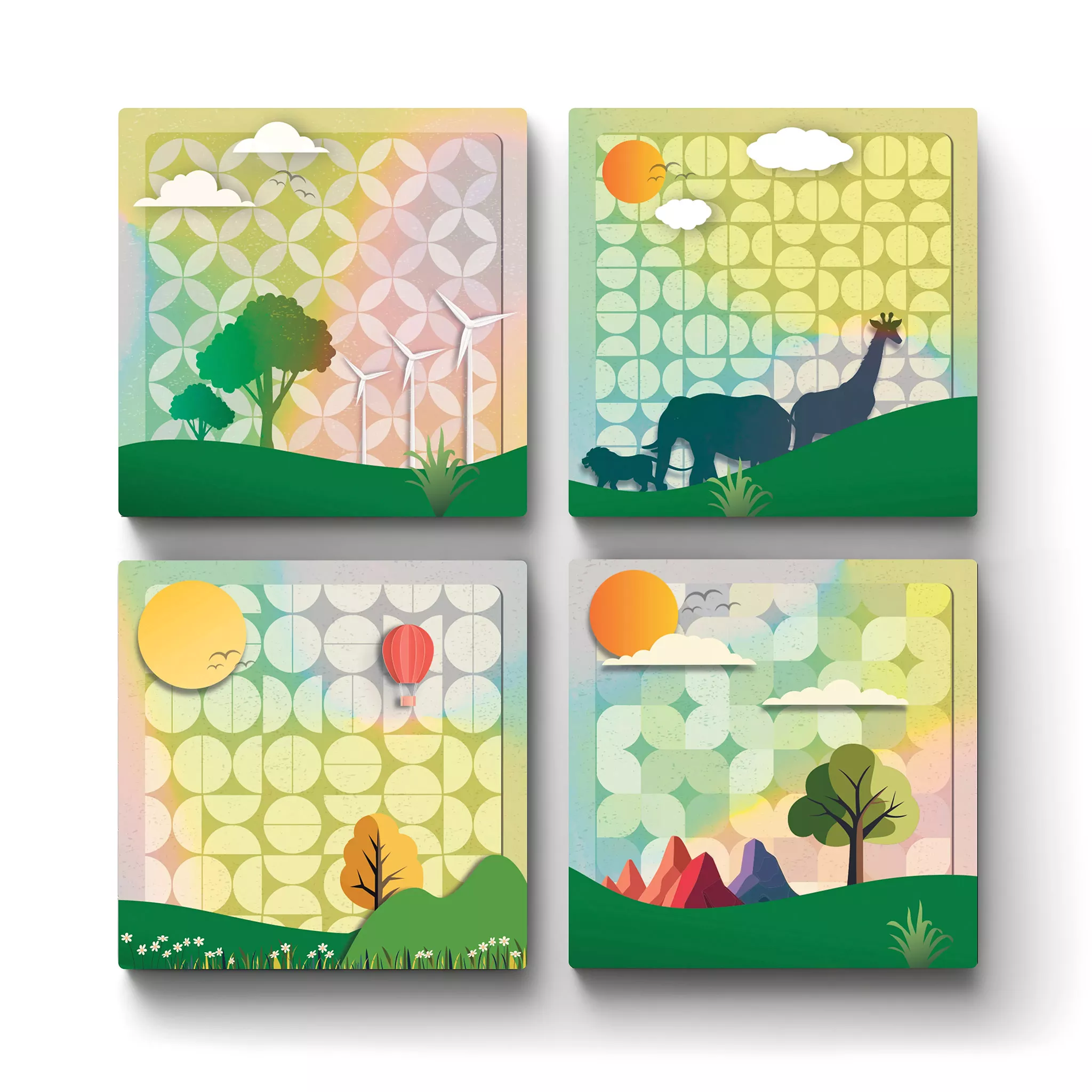 Paper-Nature-Set-Coaster-Main Paper Nature Set | Square Tile Coasters - Image 1