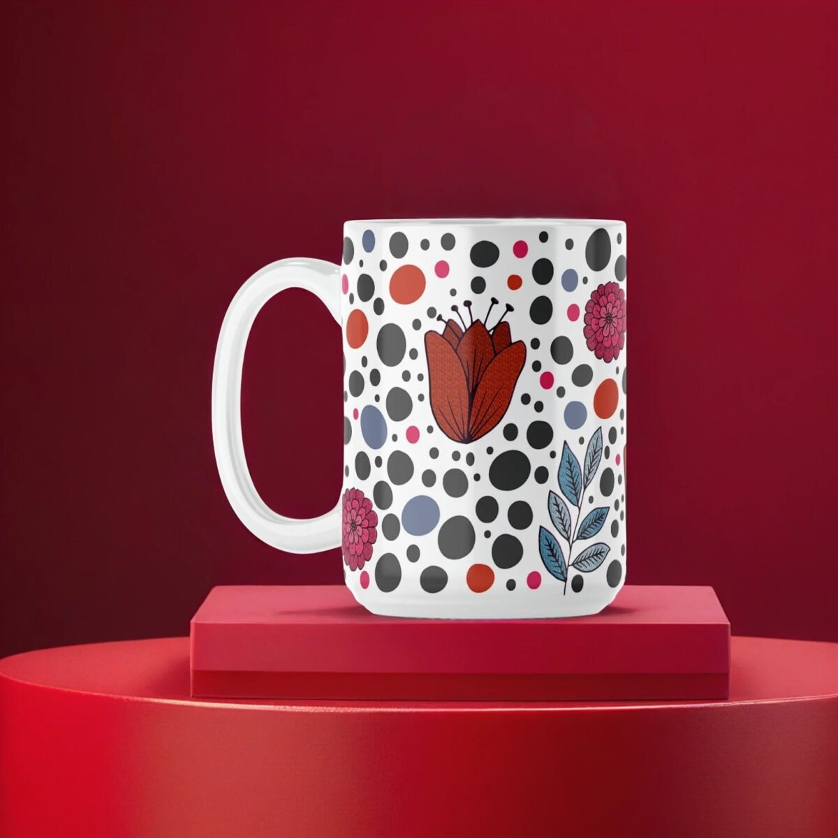 Petals & Dots | 15oz Ceramic Mug - Image 4