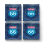 Route 66 Denim States Collection v.2 | Square Tile Coasters