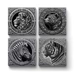 Monochrome Animals v.1 | Square Tile Coasters