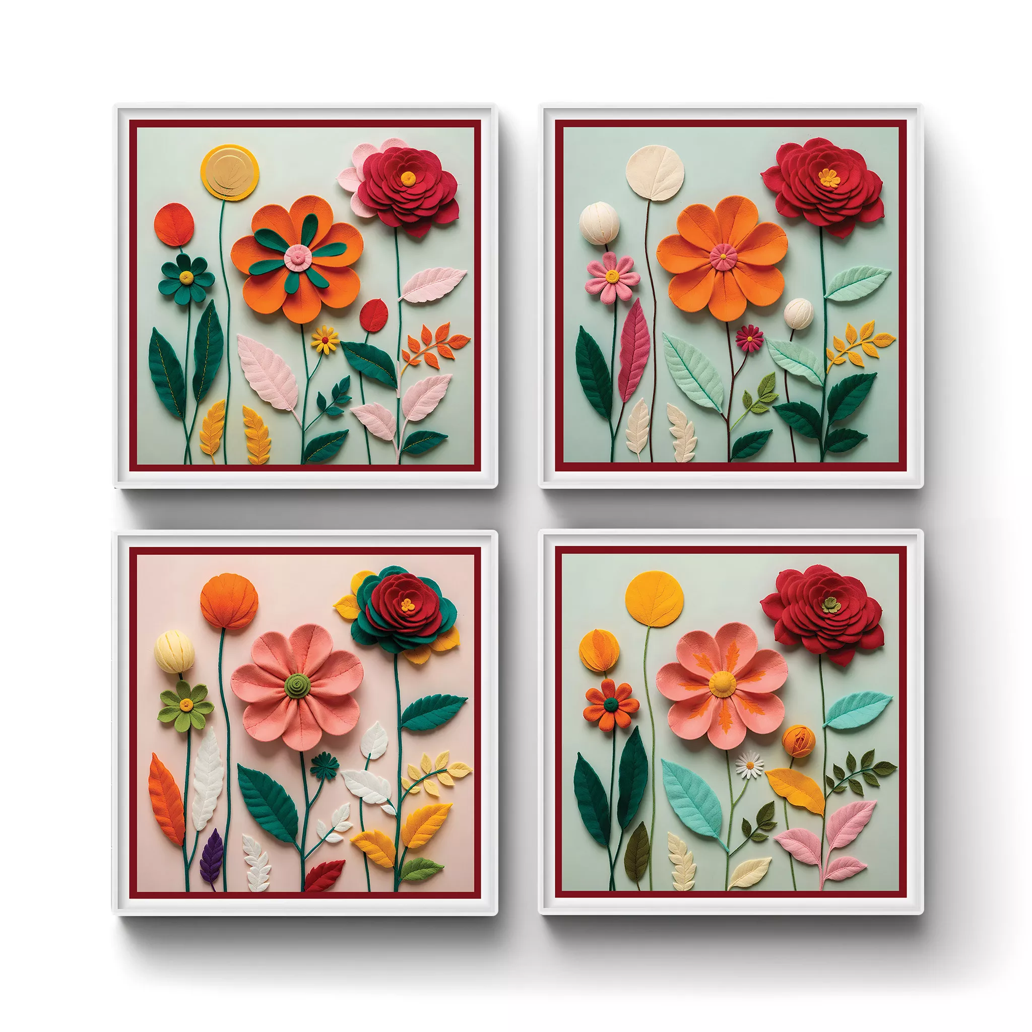 Square-Ceramic-Tile-Coaster-Paper-Cut-Craft-Floral-Frame-Main-Square-Ceramic-Tile-Coasters-No4mat Floral Paper Cut Craft | Square Tile Coasters - Image 1