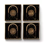 Gold Zodiac Signs | Square Tile Coasters