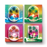 Sun & Palm Trees | Square Tile Coasters
