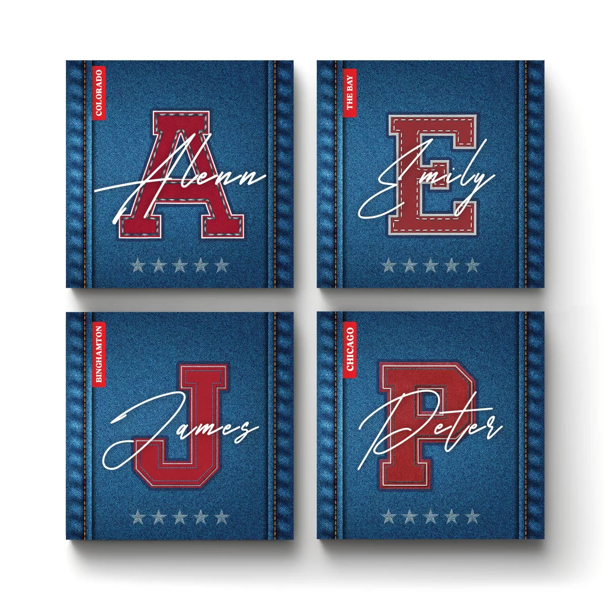 Varsity College Letters v1-A-Square-Ceramic-Tile-Coasters-No4mat Varsity College Letters v.1 | Square Tile Coasters - Image 1