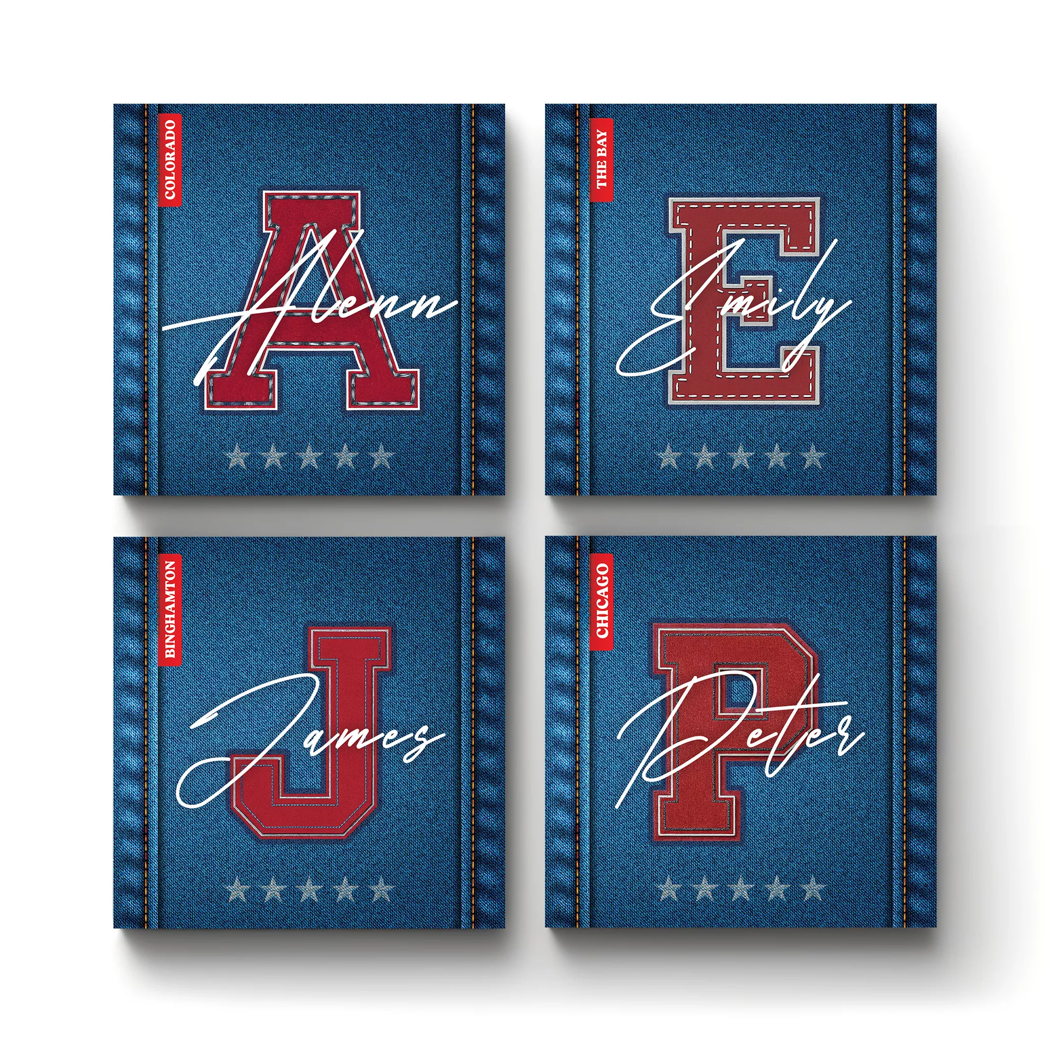 Varsity College Letters v1-A-Square-Ceramic-Tile-Coasters-No4mat Varsity College Letters v.1 | Square Tile Coasters - Image 1