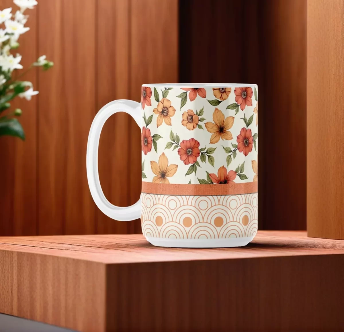 Adorable Floral Pattern | 15oz Ceramic Mug - Image 4