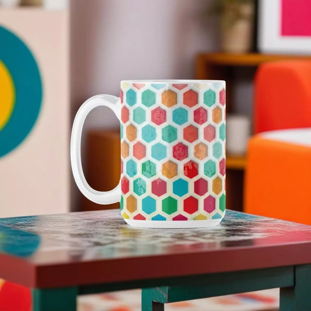 Hexagon Surface | 15oz Ceramic Mug - Image 4