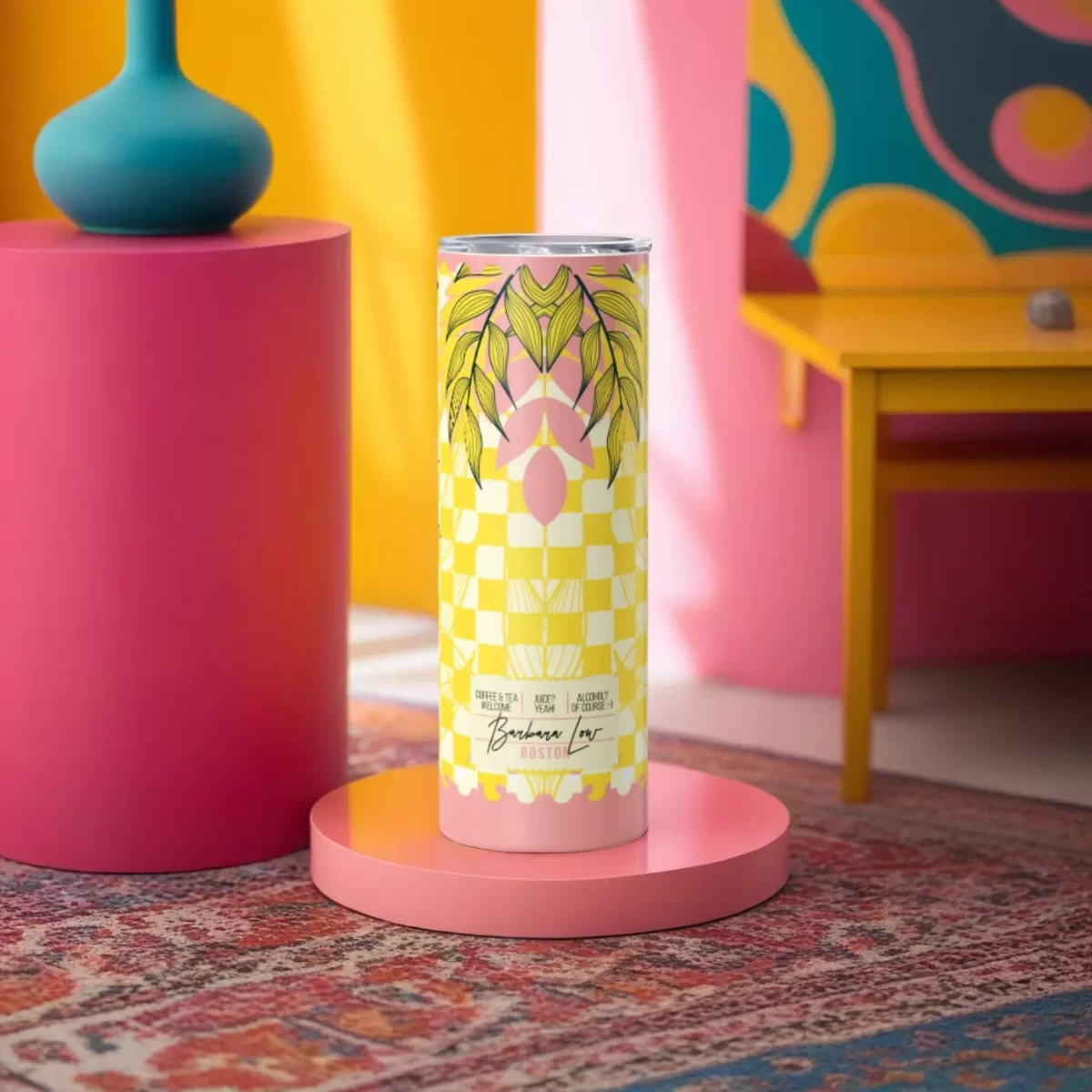 Colorbust Checkers | 20oz Skinny Tumbler - Image 4