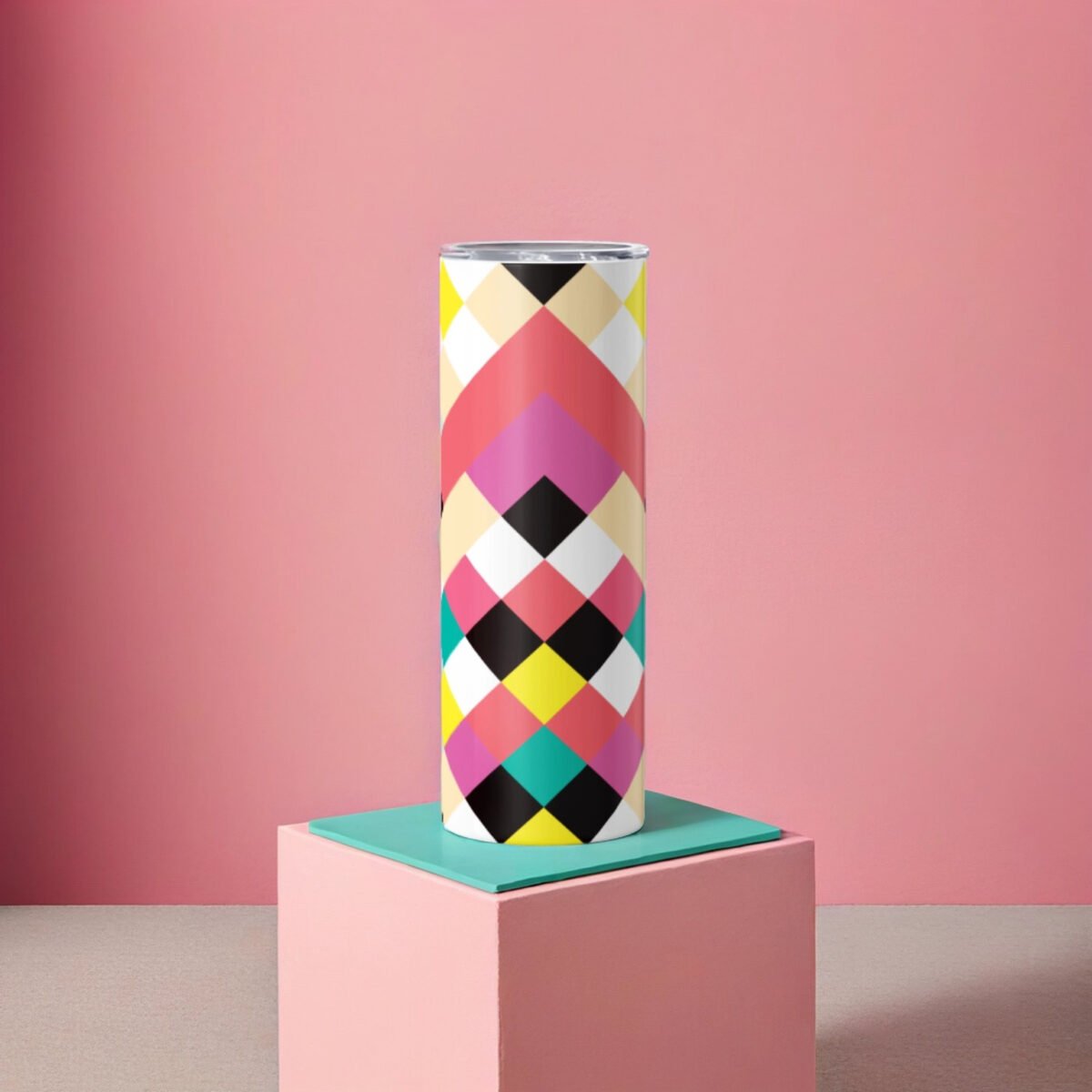 Colorful Checkered Pattern | 20oz Skinny Tumbler - Image 4
