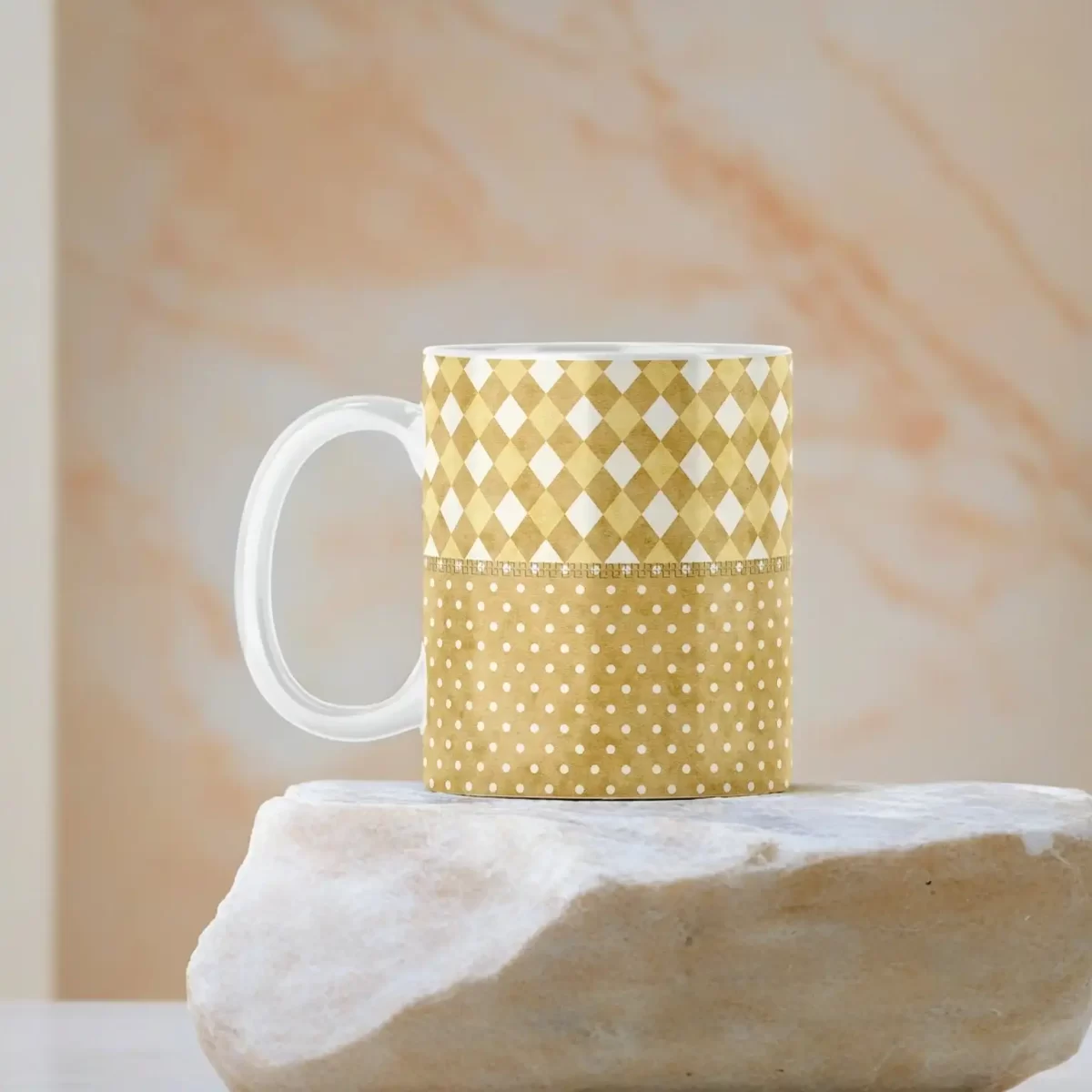 Harlequins+Dots | 11oz Ceramic Mug - Image 4