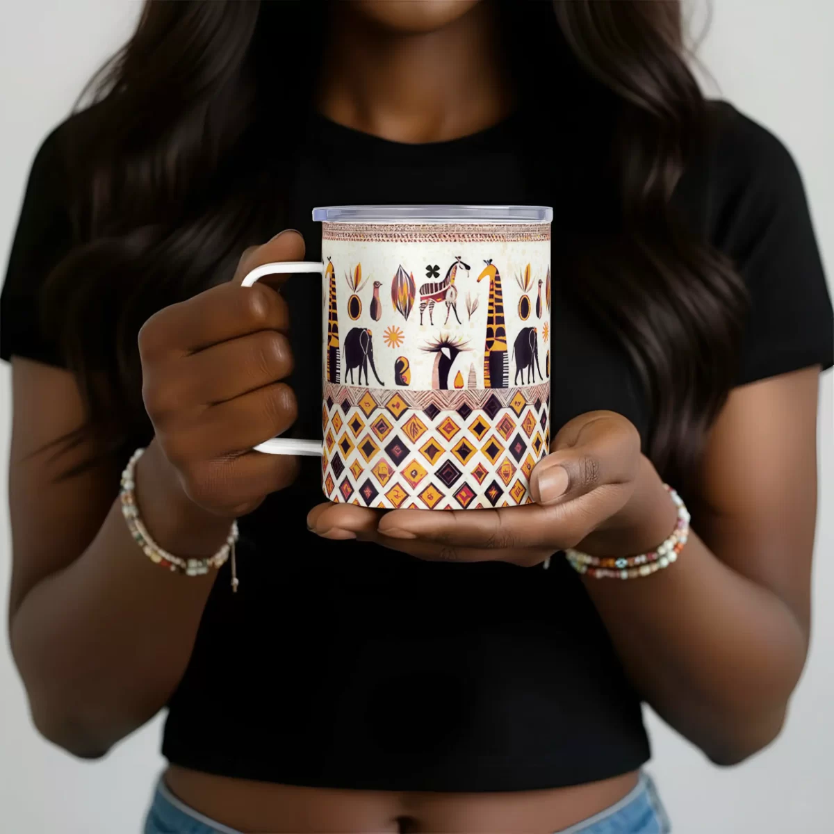 Africa - The Motherland Pattern v1 | Insulated Travel Mug - Image 3