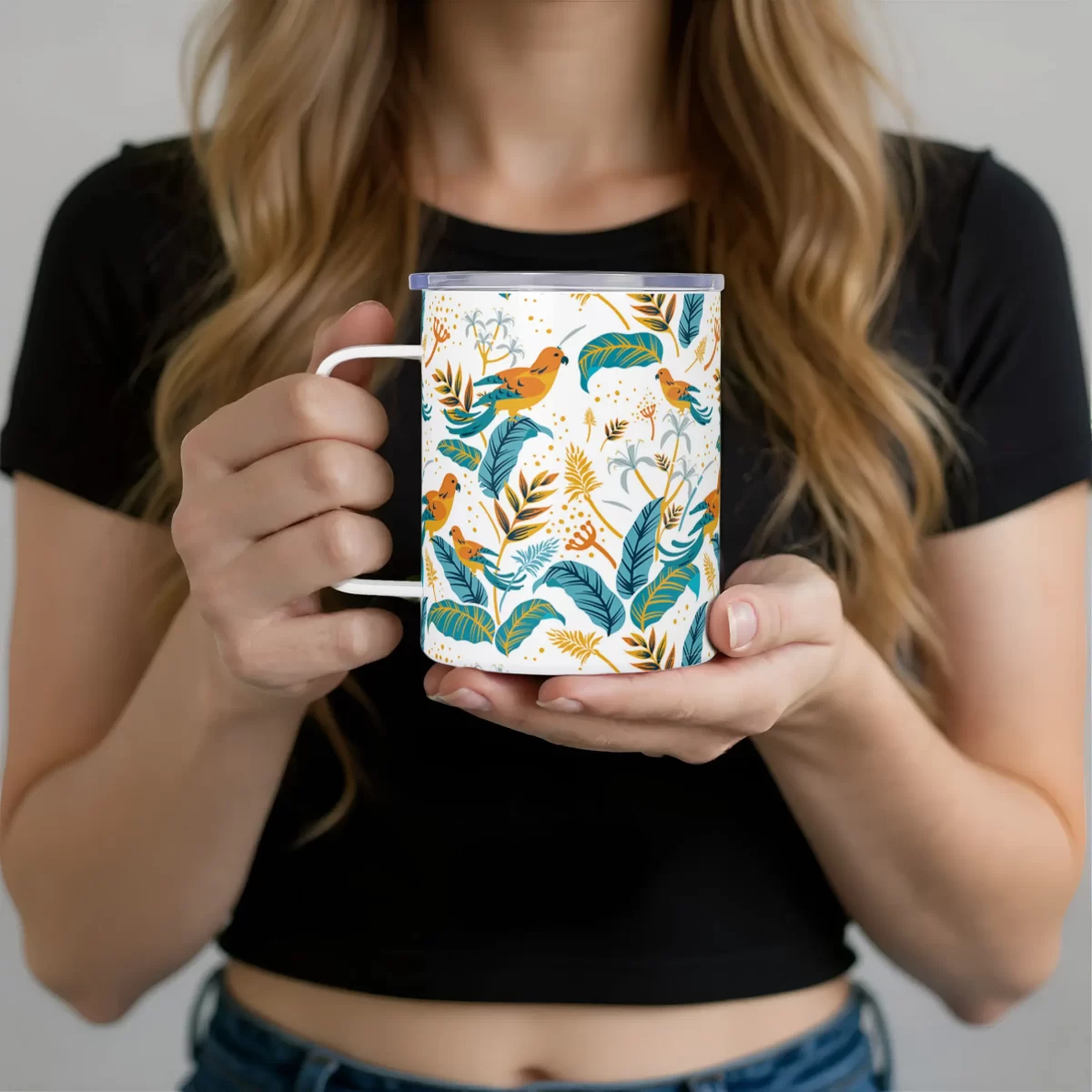 Little Birds Pattern | Insulated Travel Mug - Image 2