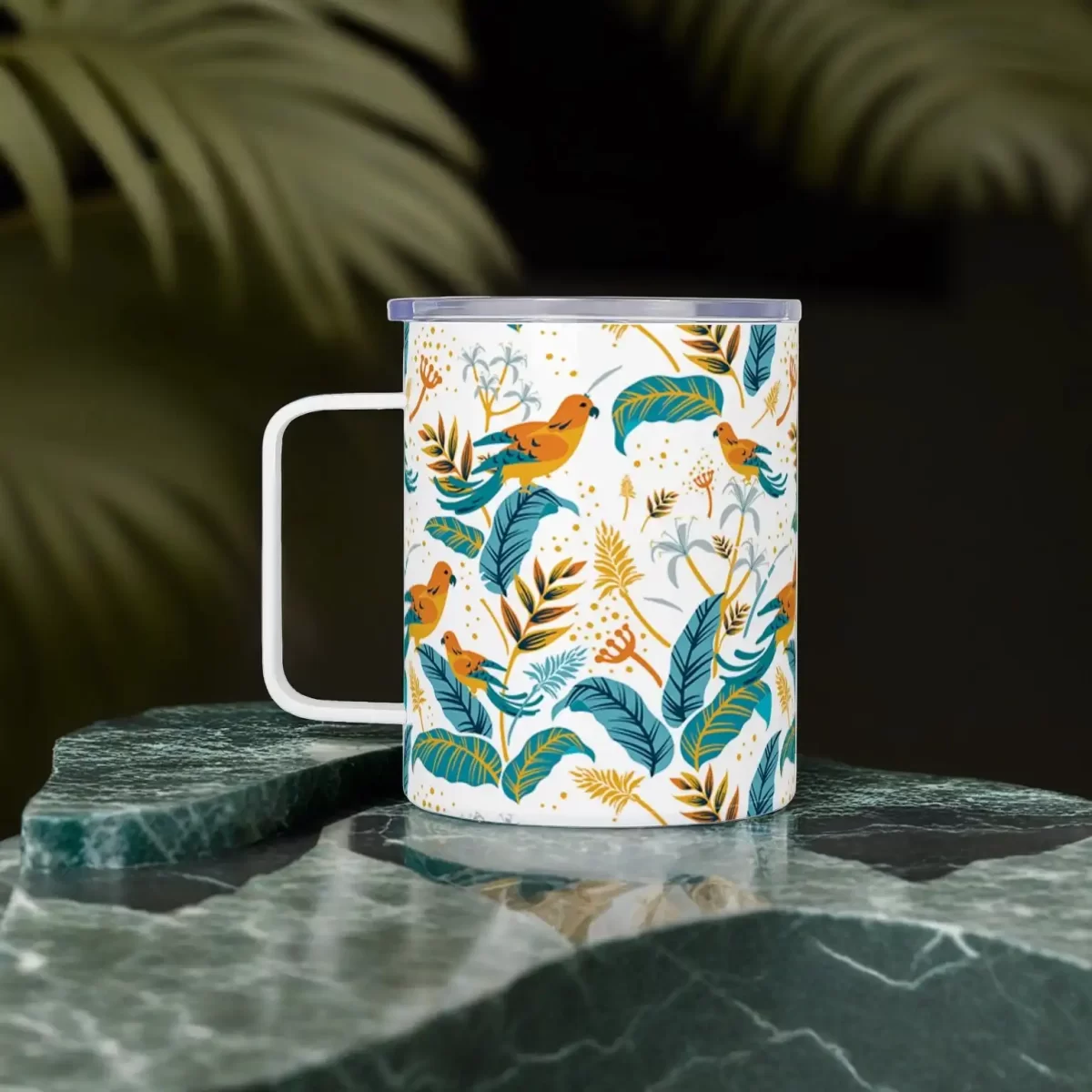 Little Birds Pattern | Insulated Travel Mug - Image 4