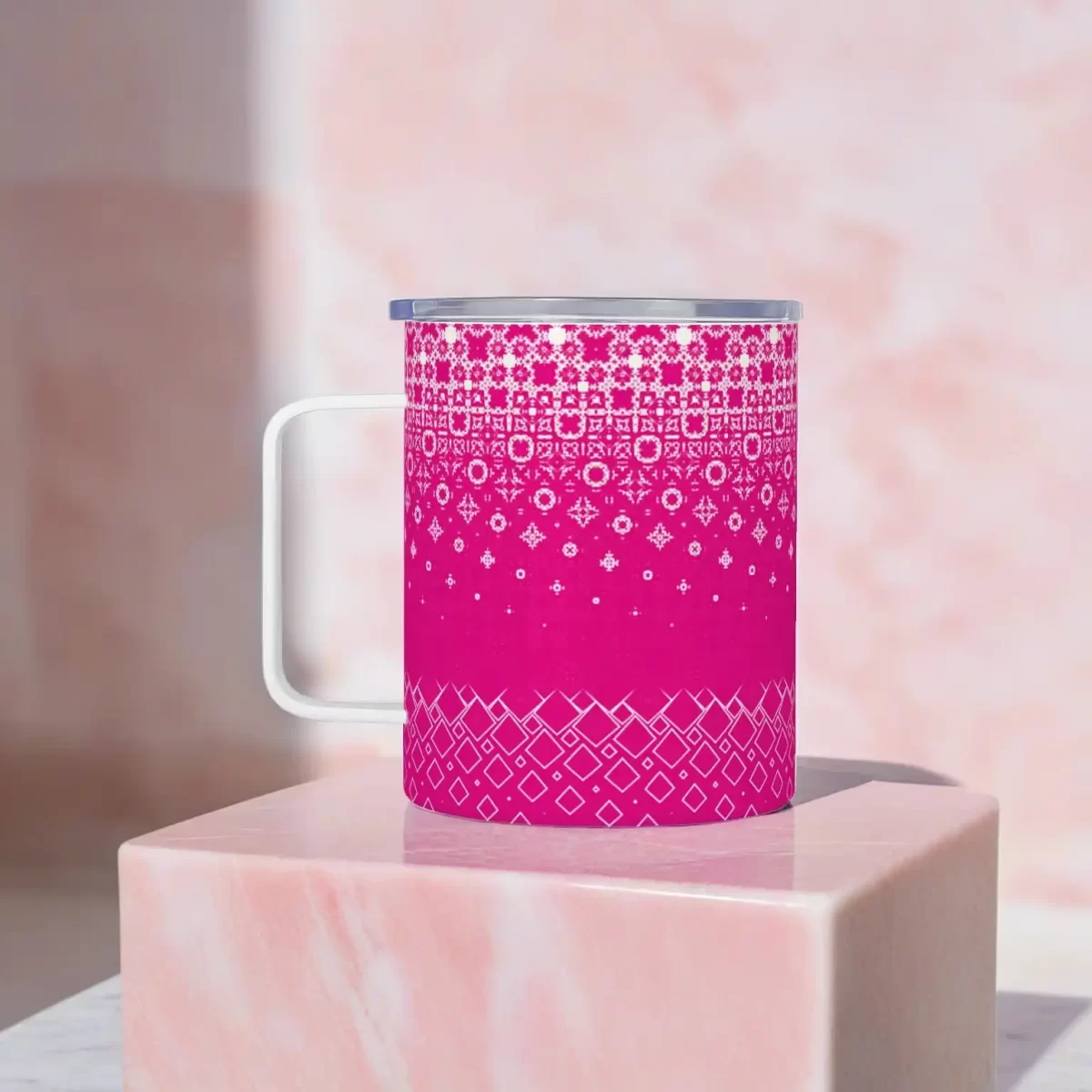 Pink Geometry | Insulated Travel Mug - Image 4