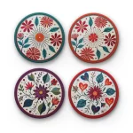 Abstract Floral Pattern v.2 | Round Tile Coasters