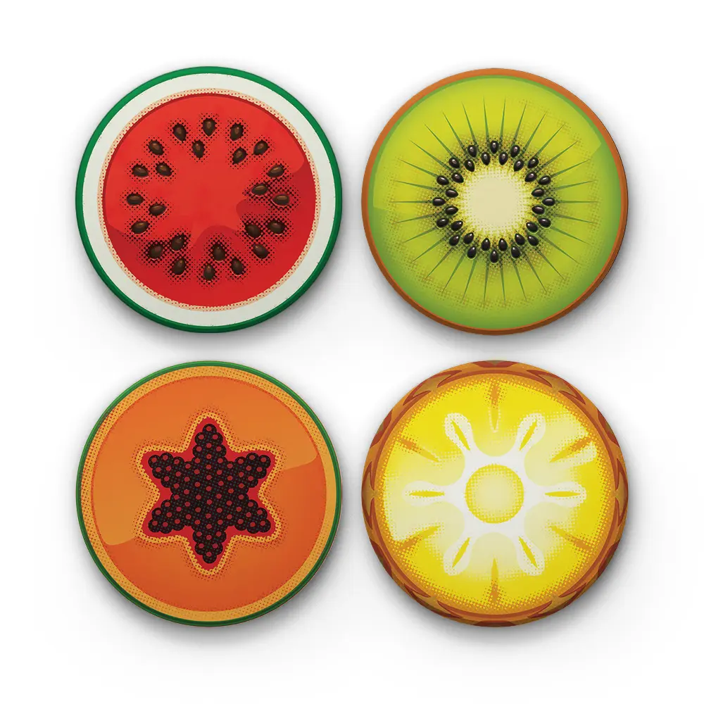 Assorted Fruits v1-A-CRMC-Coaster-RND-No4mat-2-1mai Assorted Fruits v.1 | Round Tile Coasters - Image 1