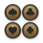 Casino Playing Card Gold Symbols v.2 | Round Tile Coasters