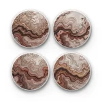 Color Hue Swirls v.2 (Caramel) | Round Tile Coasters
