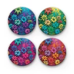 Radiant Flowers | Round Tile Coasters