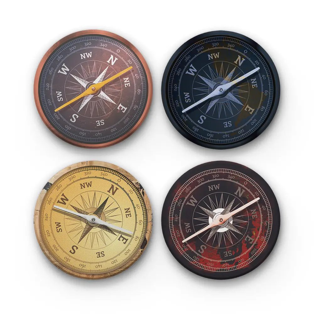 Compass Collection-A-CRMC-Coaster-RND-No4mat-14-1mai Compass Collection | Round Tile Coasters - Image 1