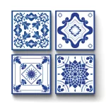 French Blue Design | Square Tile Coasters