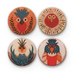 Funny Roosters | Round Tile Coasters