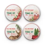 It's The Most Beautiful Time of the Year | Round Tile Coasters