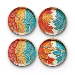 Leaves in a Plate | Round Tile Coasters