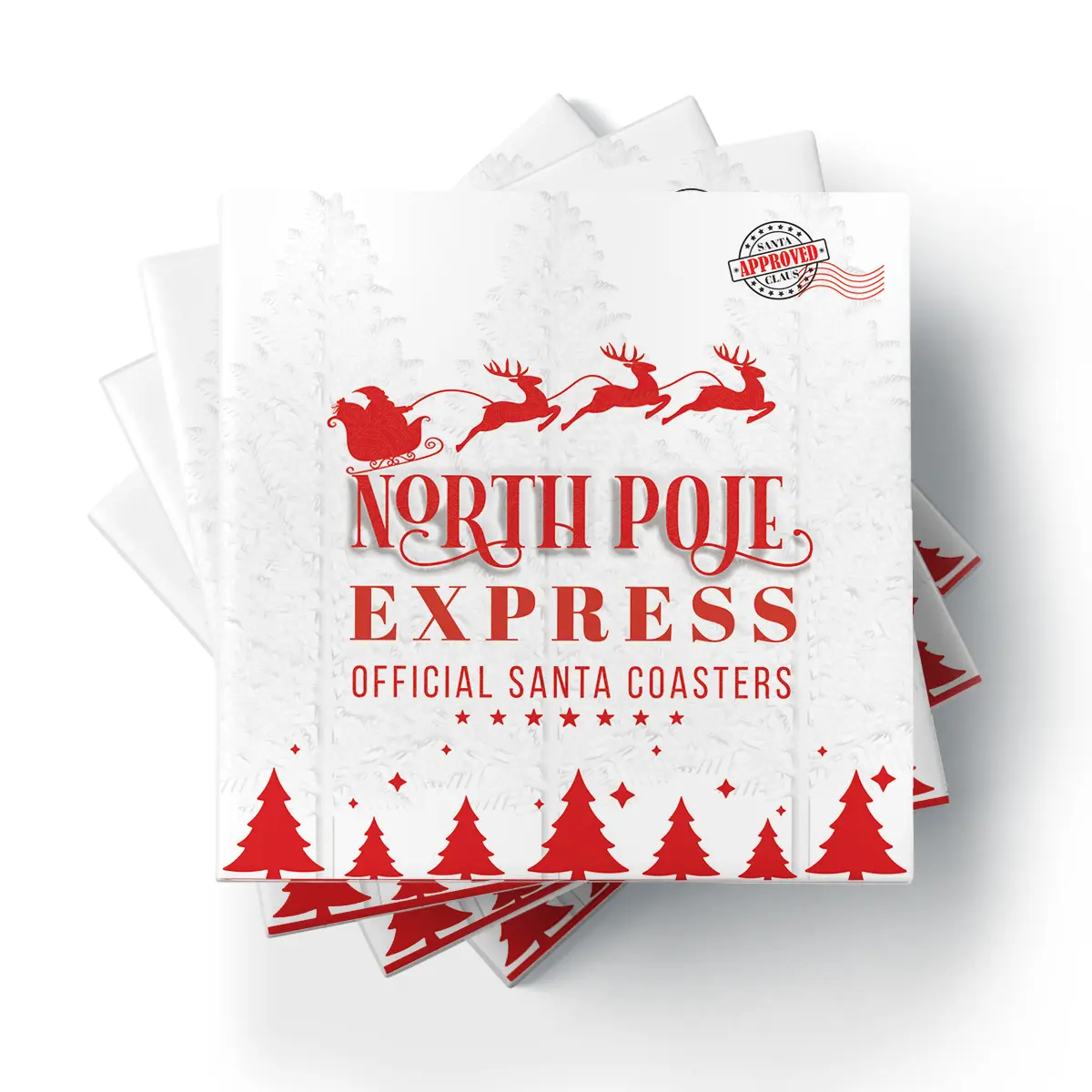 Northpole Express (Square)-A-CRMC-Coaster-SQ-No4mat-141-1mai Northpole Express (Square) | Square Tile Coasters - Image 1
