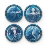 Sea Creatures | Round Tile Coasters