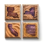 US States Wood Design v.1 | Square Tile Coasters