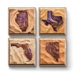 US States Wood Design v.2 | Square Tile Coasters