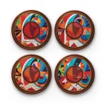 Vibrant Papercut Design | Round Tile Coasters