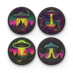 Luminous UFOs | Round Tile Coasters